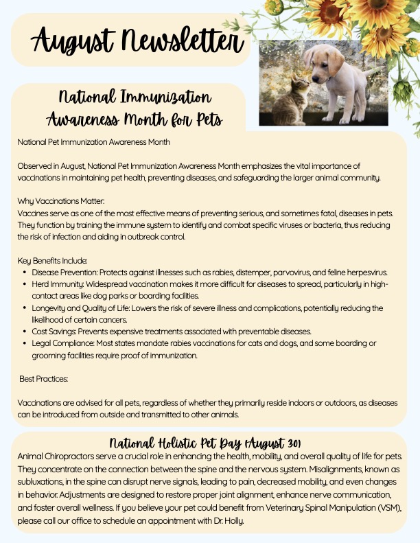 August 2026 newsletter page 1 